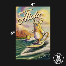 Load image into Gallery viewer, Aloha from Alola Raichu - 4" X 6" Postcard