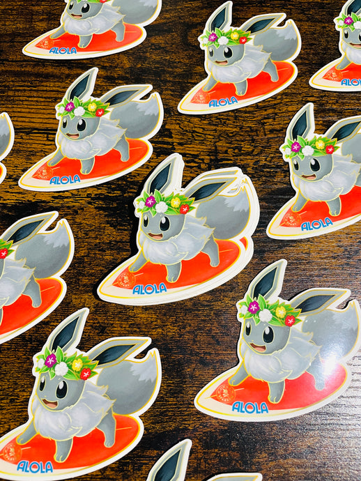 (LIMITED RUN) “Shiny” Surfing Eevee Sticker (Non-Holographic)