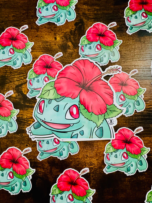 (NEW) 6” Alolan (Hibiscus) Bulbasaur Peeker Sticker