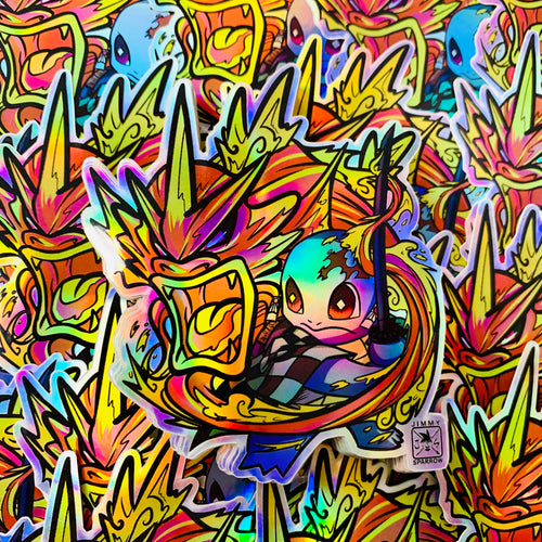 HOLOGRAPHIC Demon Slayer X Pokémon: Squirjiro Sticker